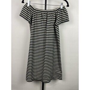 Madewell Melody Off the Shoulder‎ Black White Striped Dress Size XS Mini Cotton